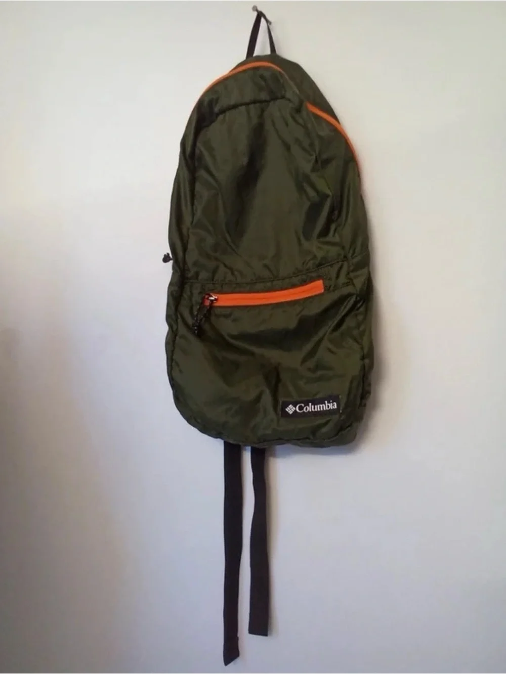 Columbia Olive Backpack with Orange Trim